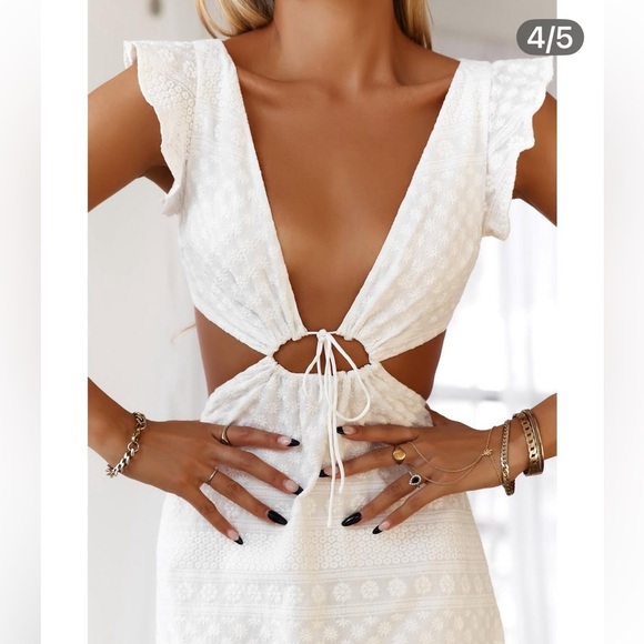 HELLO MOLLY Wondering Faes Midi White Dress Size 2 - Picture 2 of 5